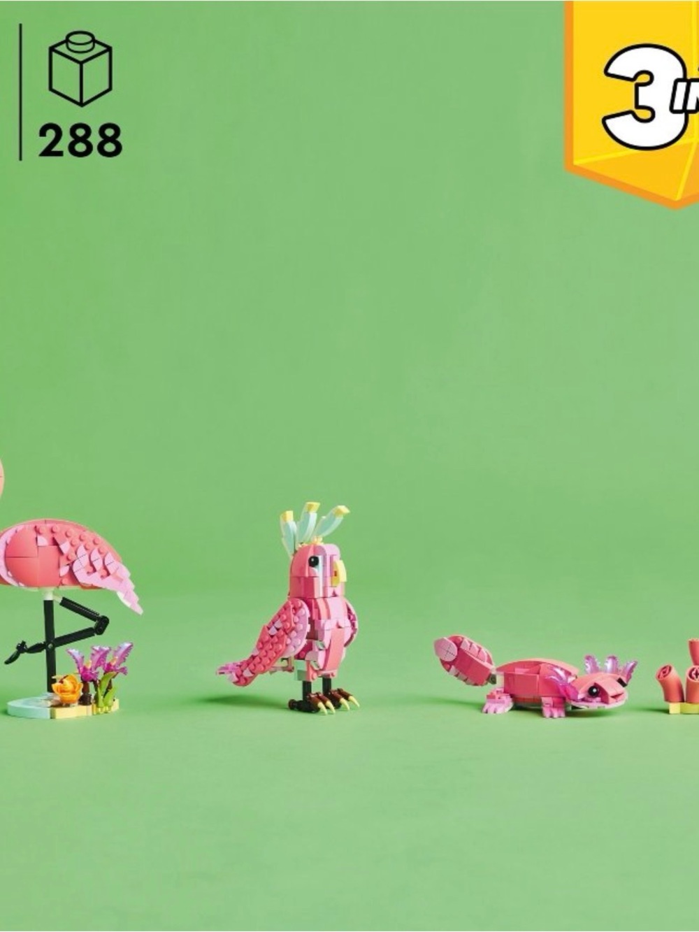 Lego Creator 3 in 1: Pink Flamingo, Cockatoo, Axolotl (31170) - Picture 3 of 5